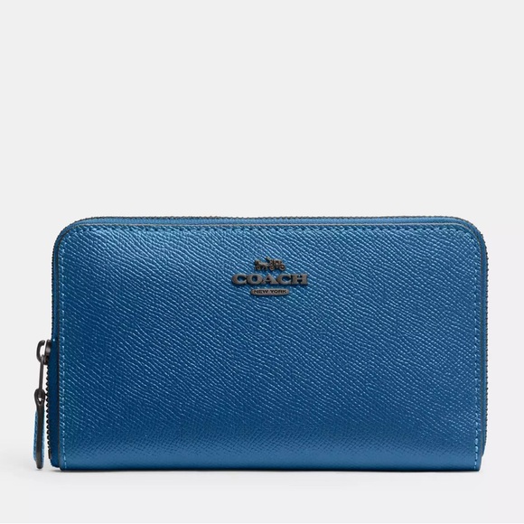 Authentic COACH 1941 crossgrain leather zip around phone card wallet - Picture 4 of 13